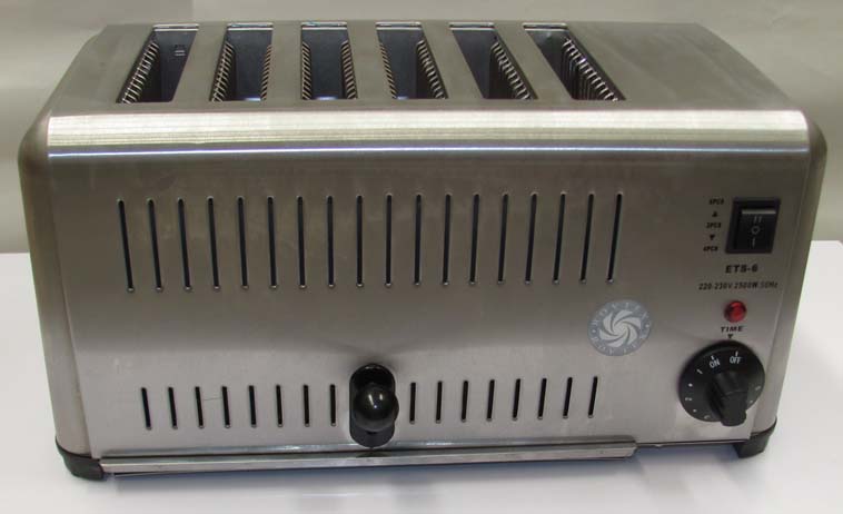 Vertical Pop Up commercial toaster with six wide slots