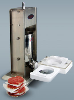 Commercial patty maker attachment to the sausage filler